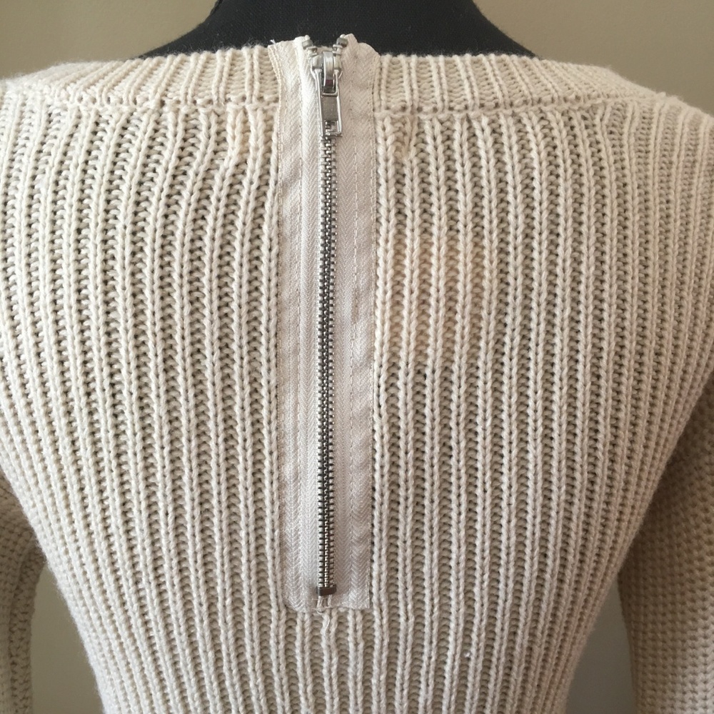 Pink Rose Cable Knit Sweater Dress Cream Womens S - Picture 5 of 8
